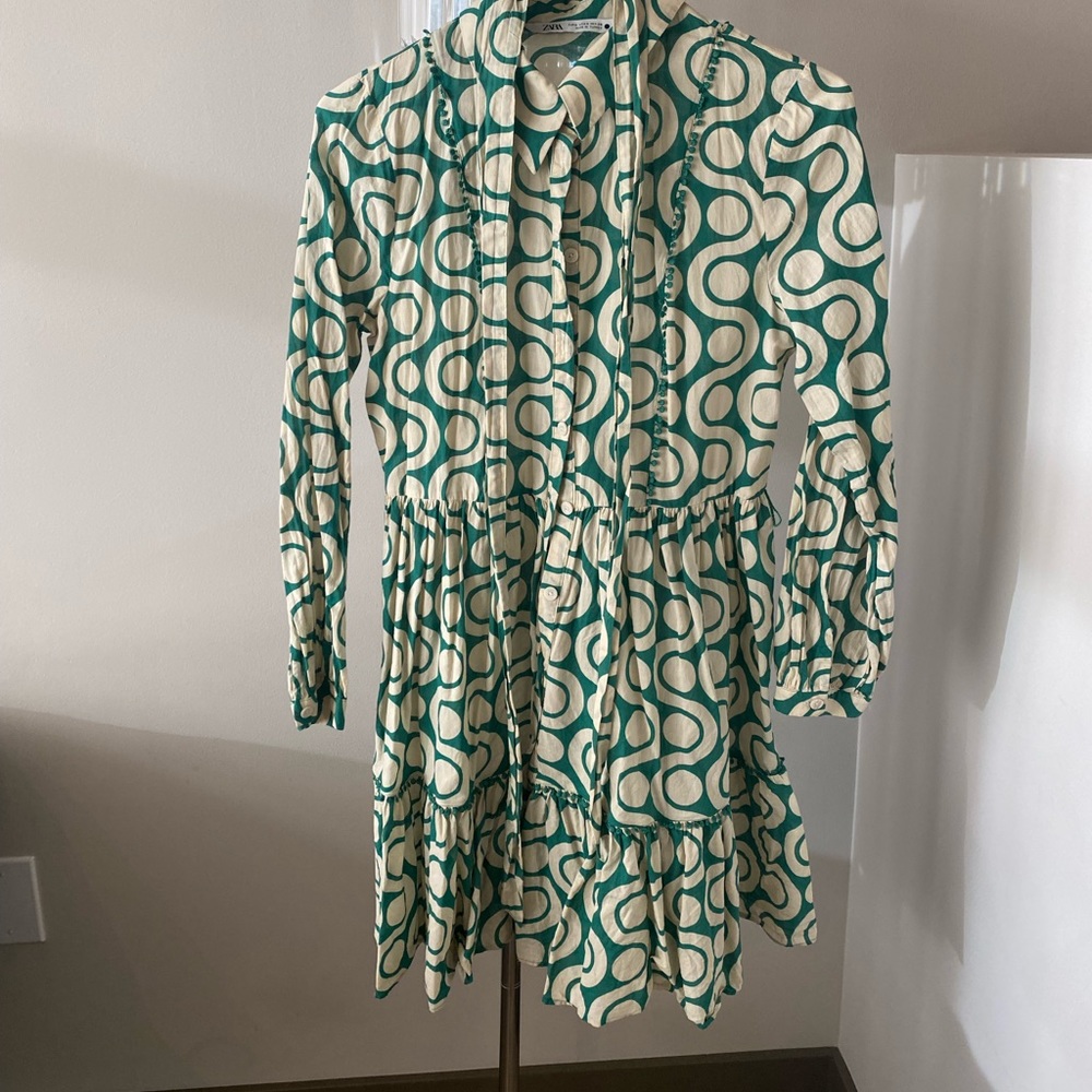 Zara funky green mini dress